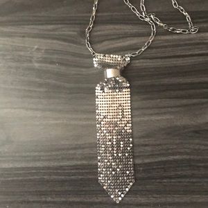 Charcoal silver tie necklace